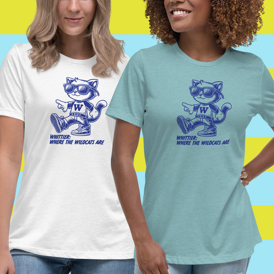 Wildcat Women's Relaxed T-Shirt - Blue Cat